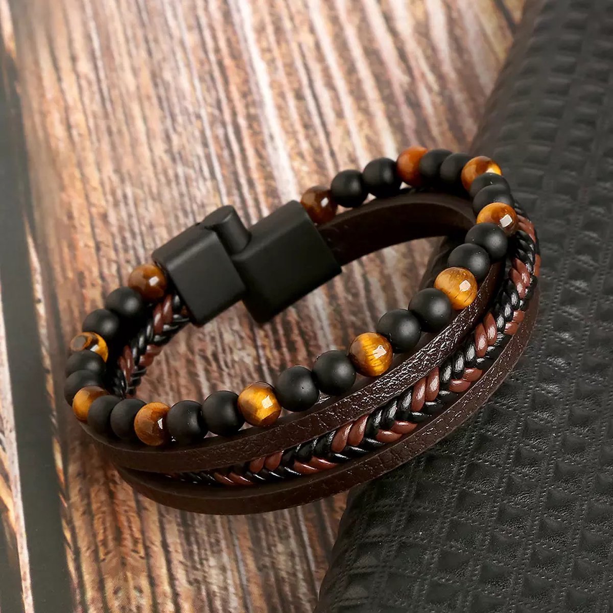 Bratari Barbati din Piele Impletite Set