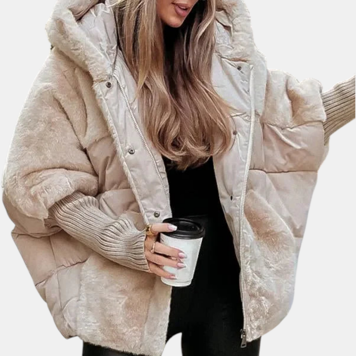 Gabriela | Geaca Dama Puffer cu Gluga Patchwork