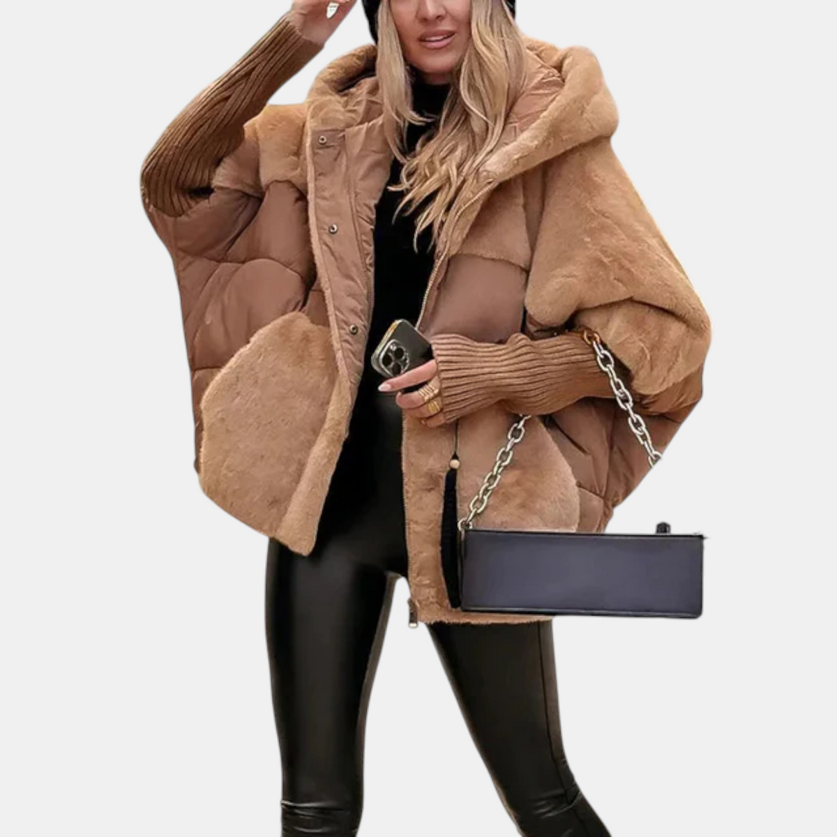 Gabriela | Geaca Dama Puffer cu Gluga Patchwork
