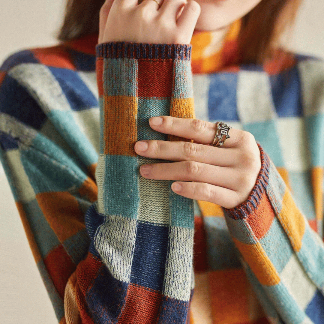 Codruța | Pulover Dama Helanca din Cashmere cu Model Patchwork