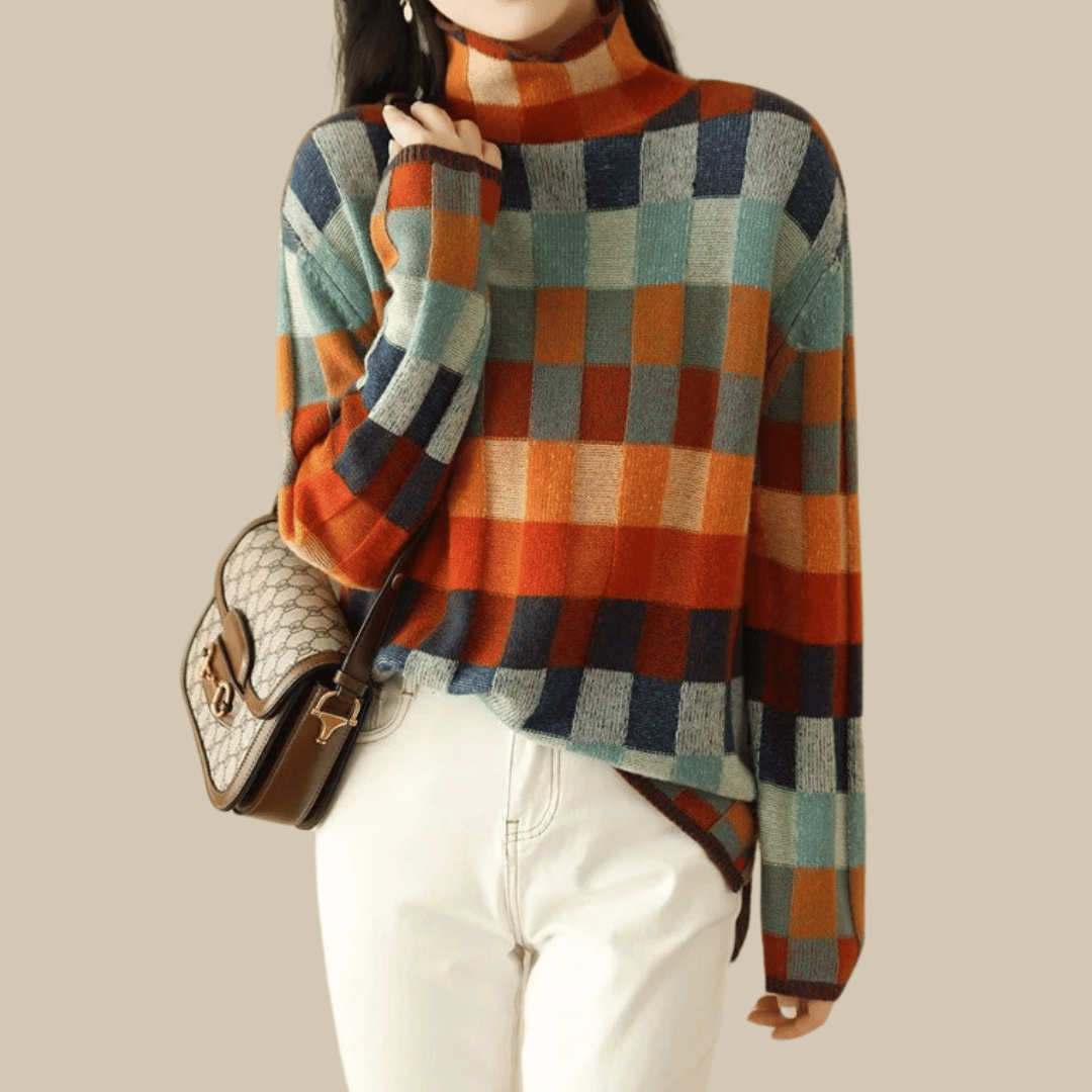 Codruța | Pulover Dama Helanca din Cashmere cu Model Patchwork