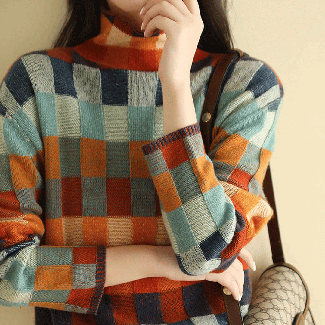 Codruța | Pulover Dama Helanca din Cashmere cu Model Patchwork