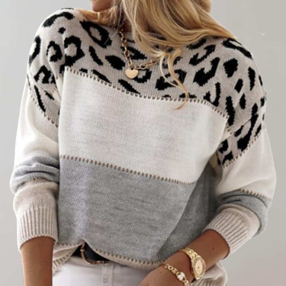 Aurora | Pulover Dama Tricotat cu Imprimeu Leopard