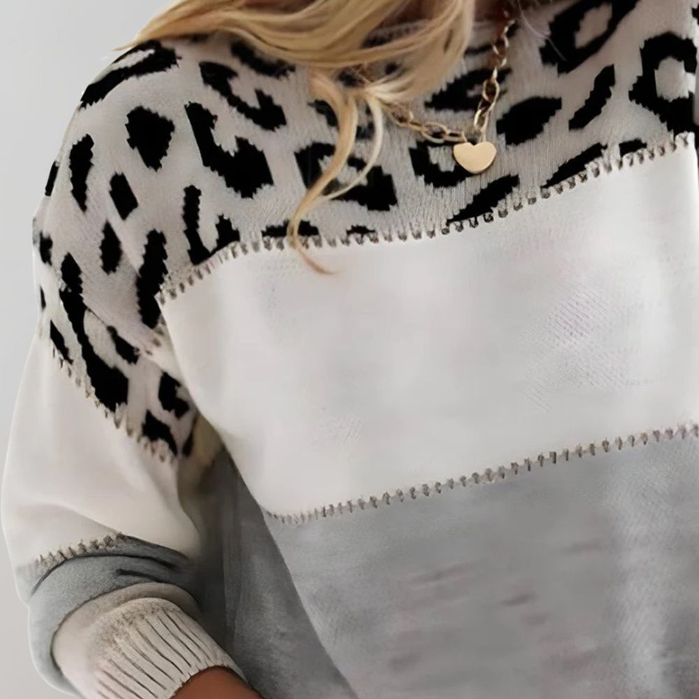 Aurora | Pulover Dama Tricotat cu Imprimeu Leopard