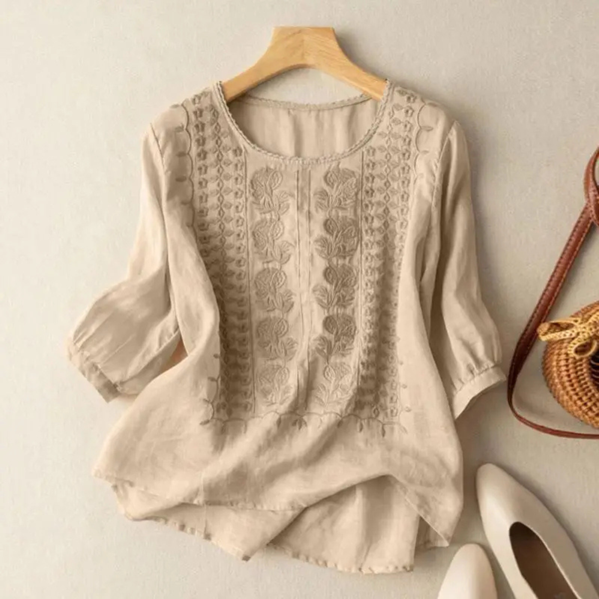 Roxana | Bluza Dama Brodata cu Maneca Trei Sferturi