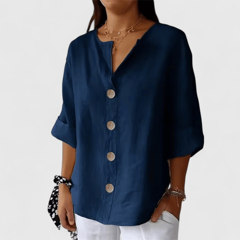 Iolanda | Bluza Dama cu Nasturi si Maneca Rulata
