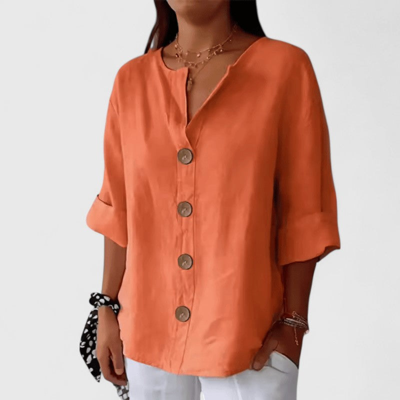 Iolanda | Bluza Dama cu Nasturi si Maneca Rulata
