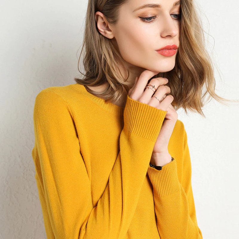 Renata | Pulover Dama din Cashmere cu Guler Rotund