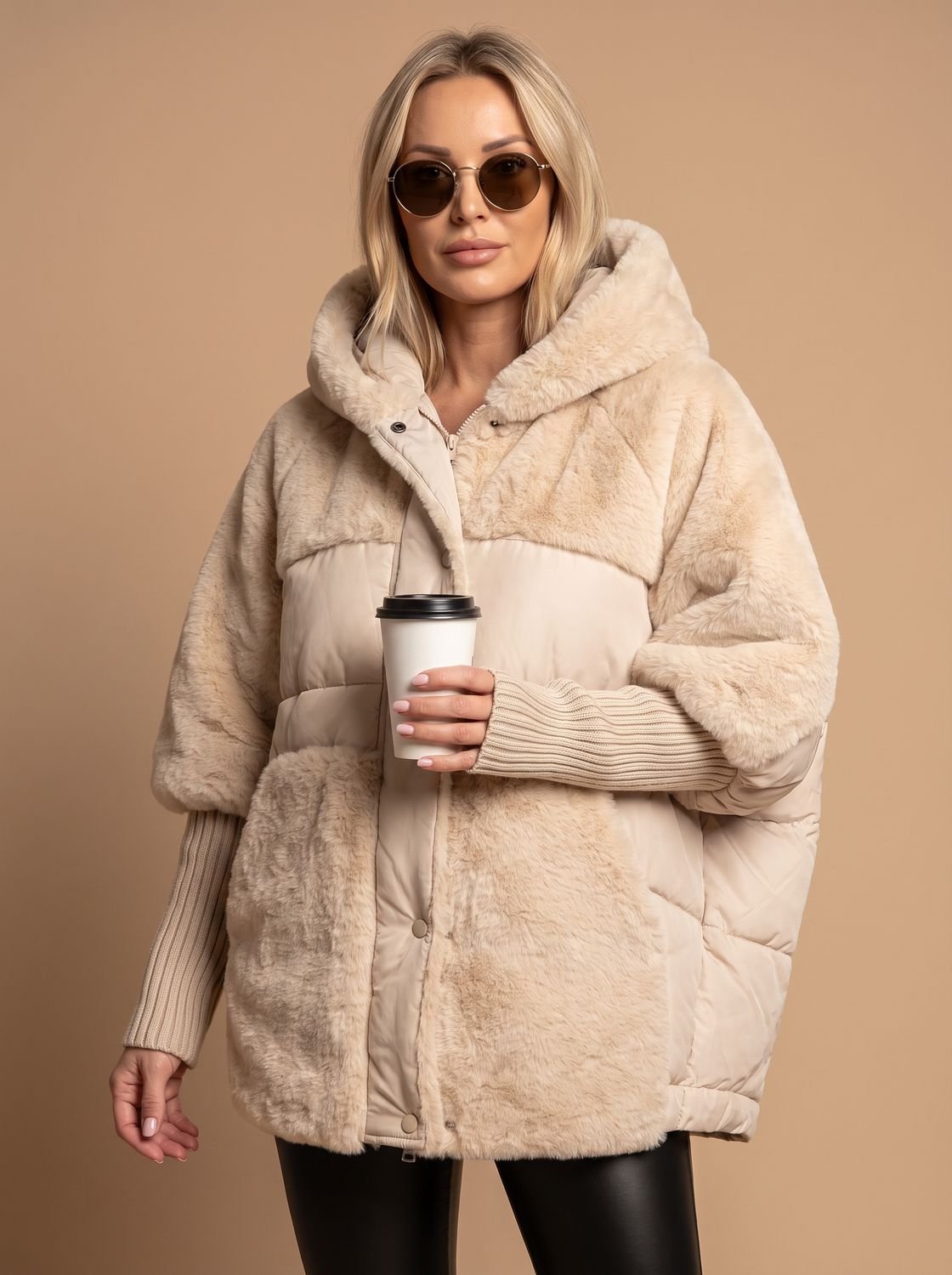 Cosmina | Geaca Dama Puffer din Blana cu Gluga
