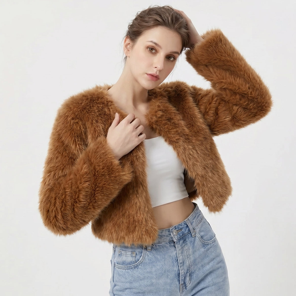 Petronela | Geaca Dama Scurta tip Cardigan din Blana