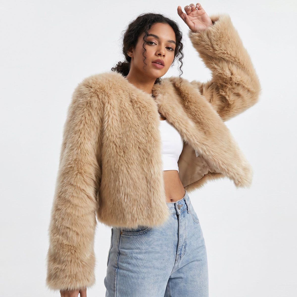 Petronela | Geaca Dama Scurta tip Cardigan din Blana