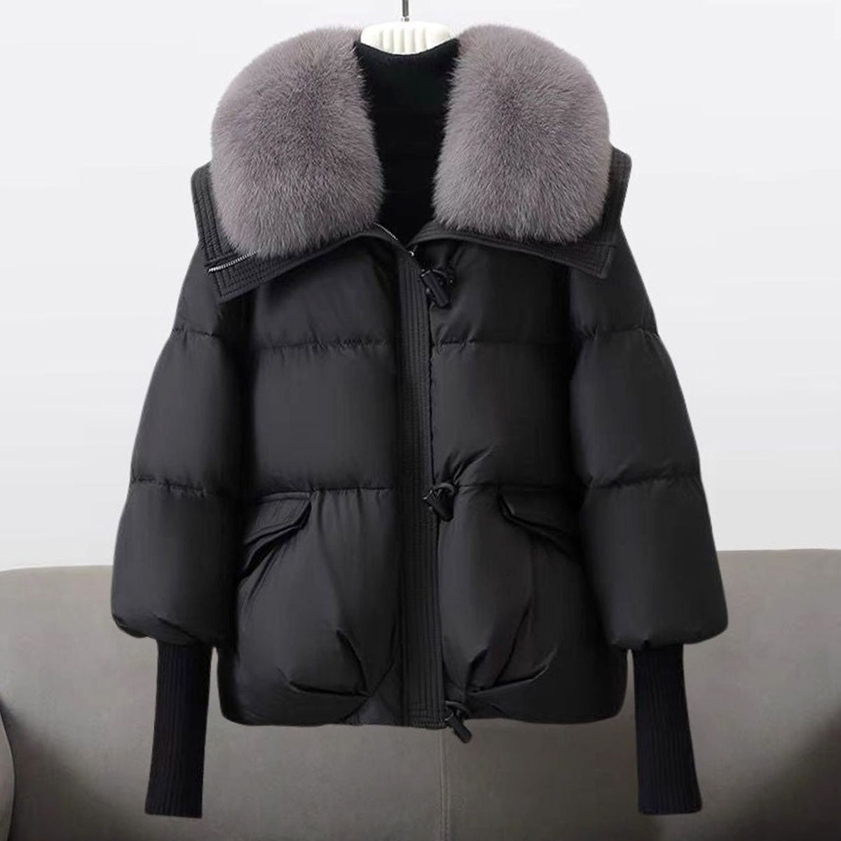 Teodora | Geaca Dama Puffer cu Guler din Blana