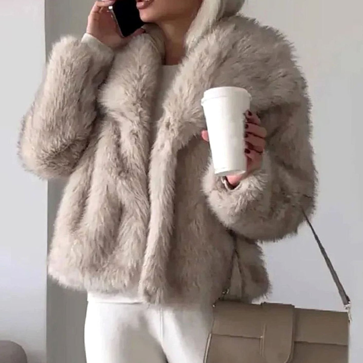 Simona | Geaca Dama Scurta din Blana cu Fata Deschisa